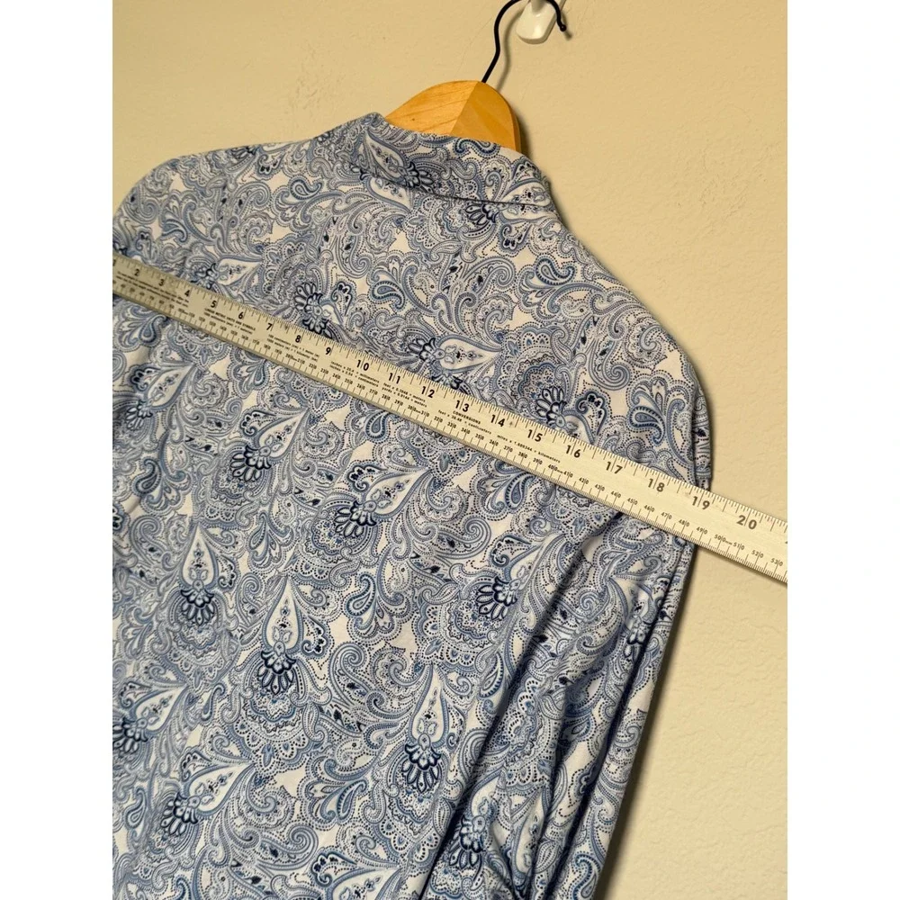 CON.STRUCT Men's XXL Modern Fit Hybrid Blue White Paisley Button Shirt